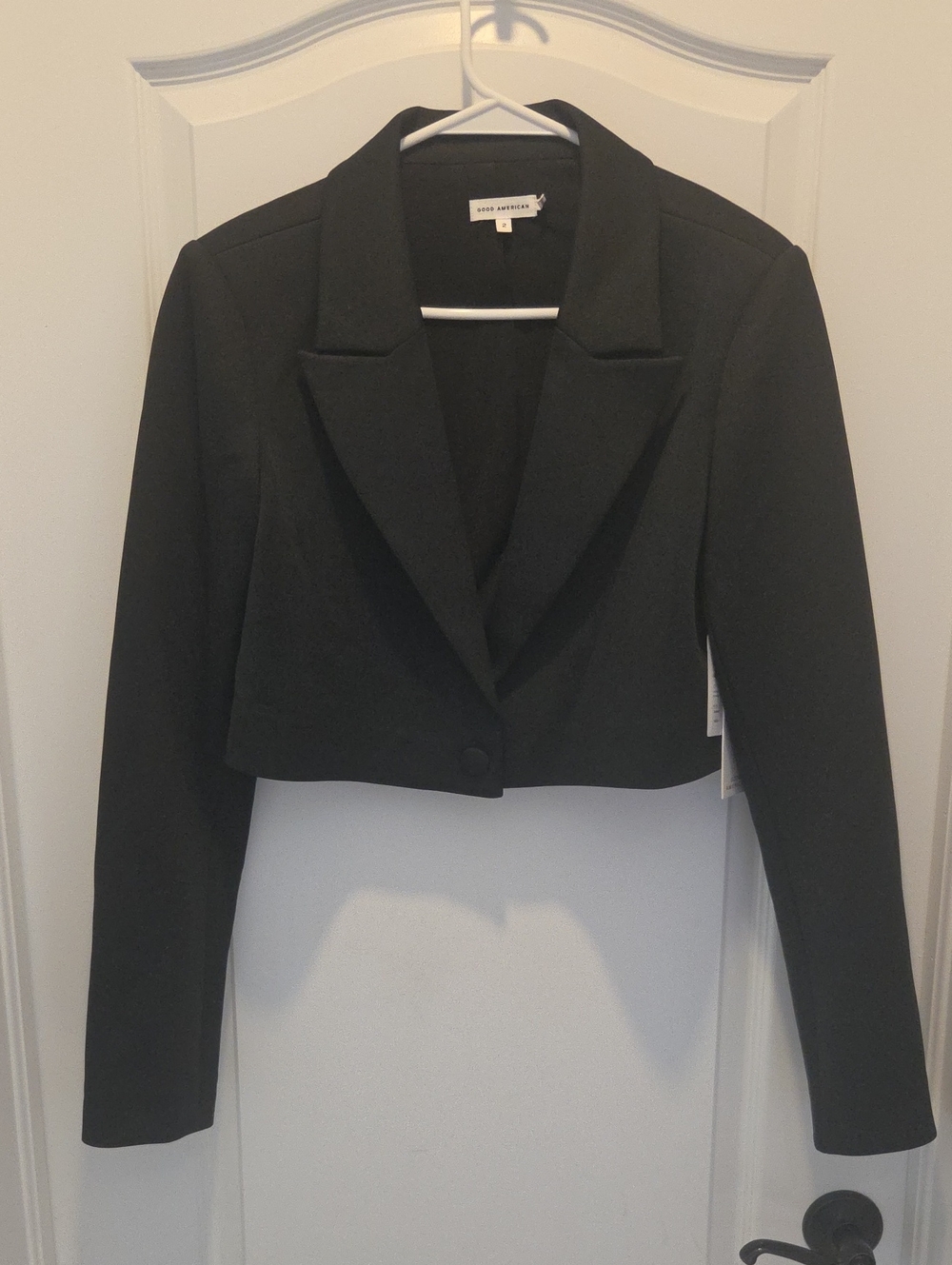 Good American Cropped Women's Blazer Jacket - Black